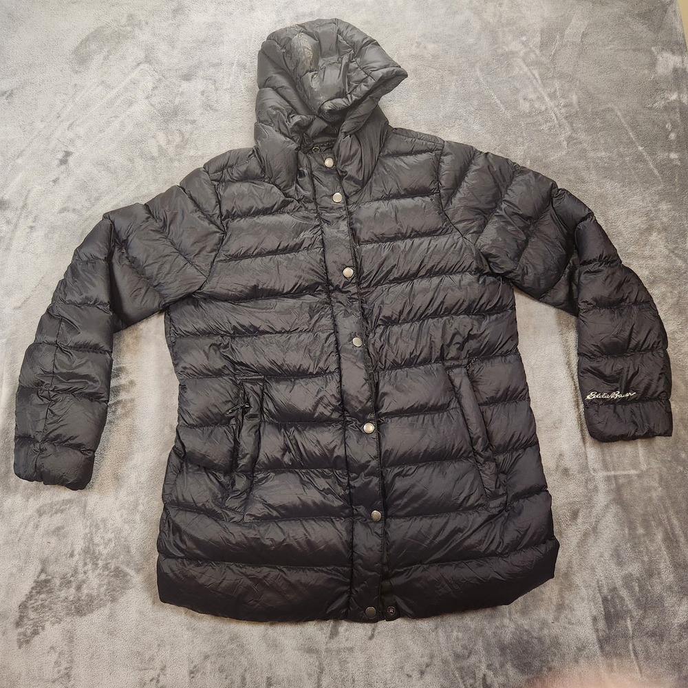 Eddie Bauer Jacket Womens Large Petite Black StratusTherm Down Packable